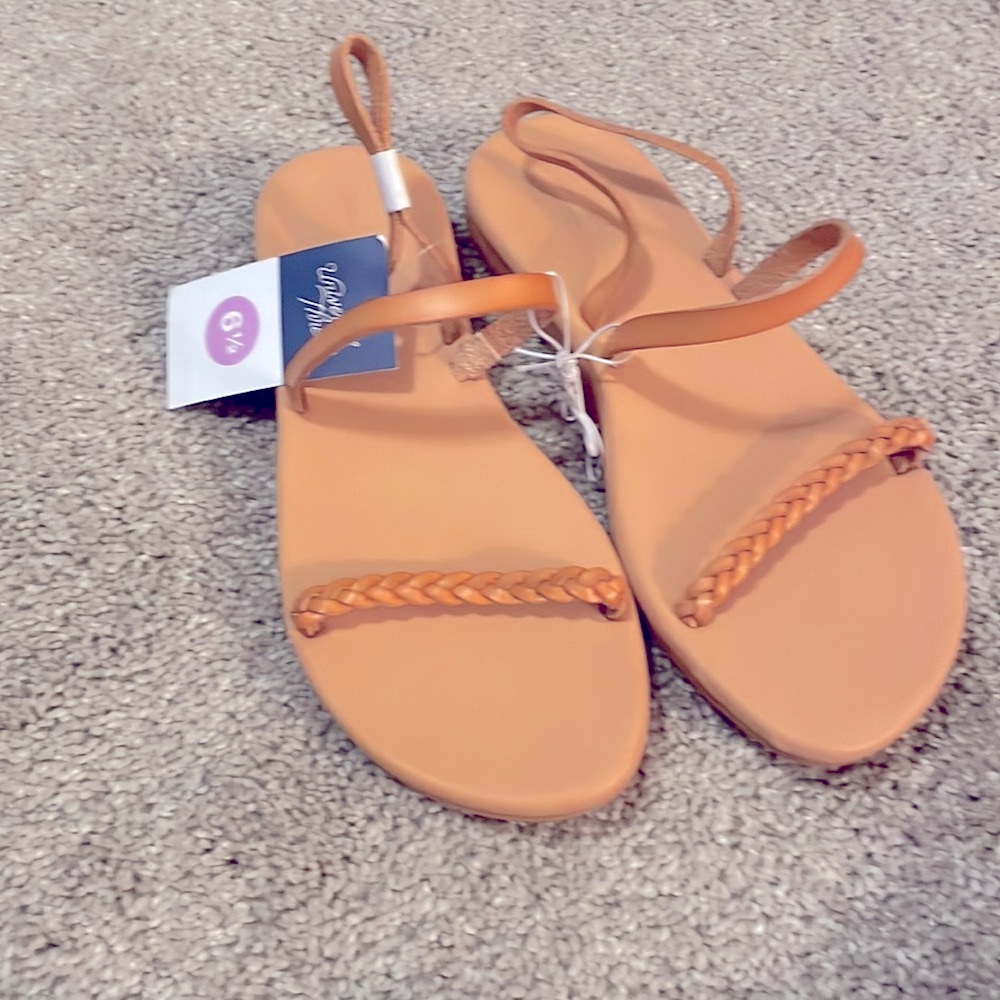 Orange Braided Strap Sandals